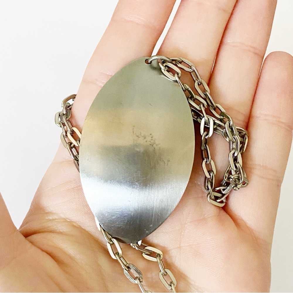 Vintage MCM silver tone mod style necklace 27” - Picture 2 of 6